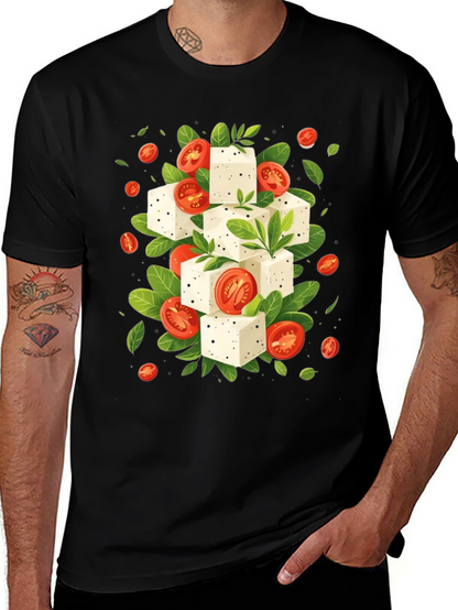 Feta & Tomato T-Shirt - Black Cotton Tee