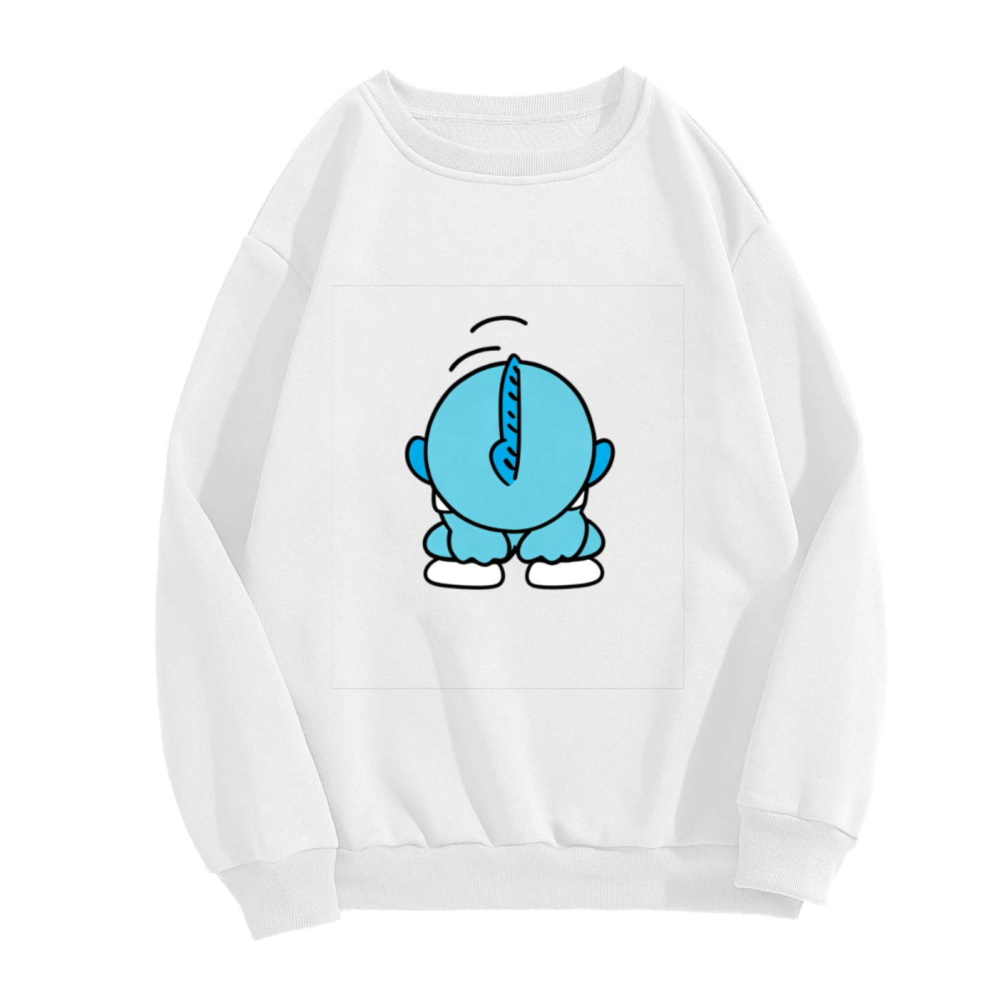 Funny Back?View Blue Smurf Playful Crewneck Sweatshirt