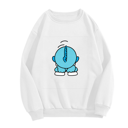Funny Back?View Blue Smurf Playful Crewneck Sweatshirt