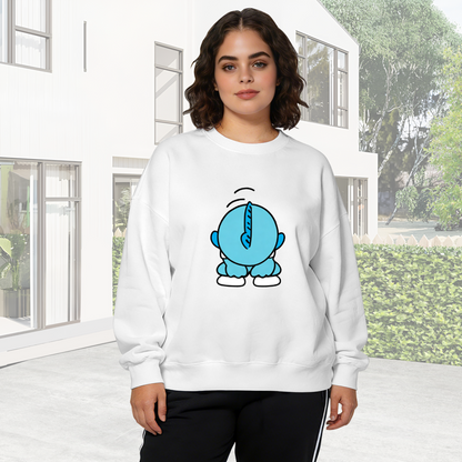 Funny Back?View Blue Smurf Playful Crewneck Sweatshirt