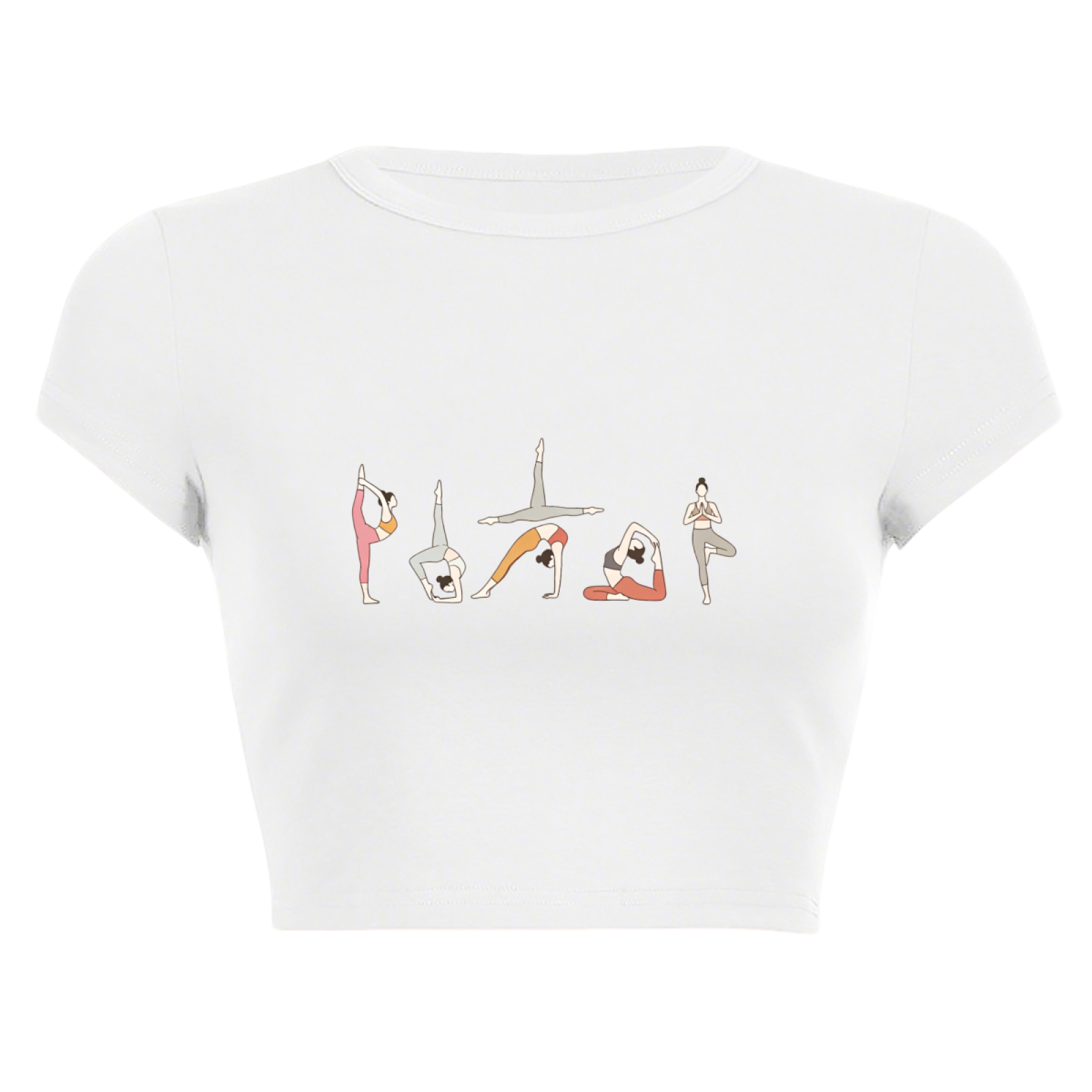 Minimal Yoga Girl Line Art Fitness Casual Crop Top