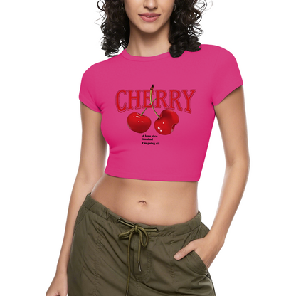 Retro Red Cherry Letter Y2K Aesthetic Black Crop Tee