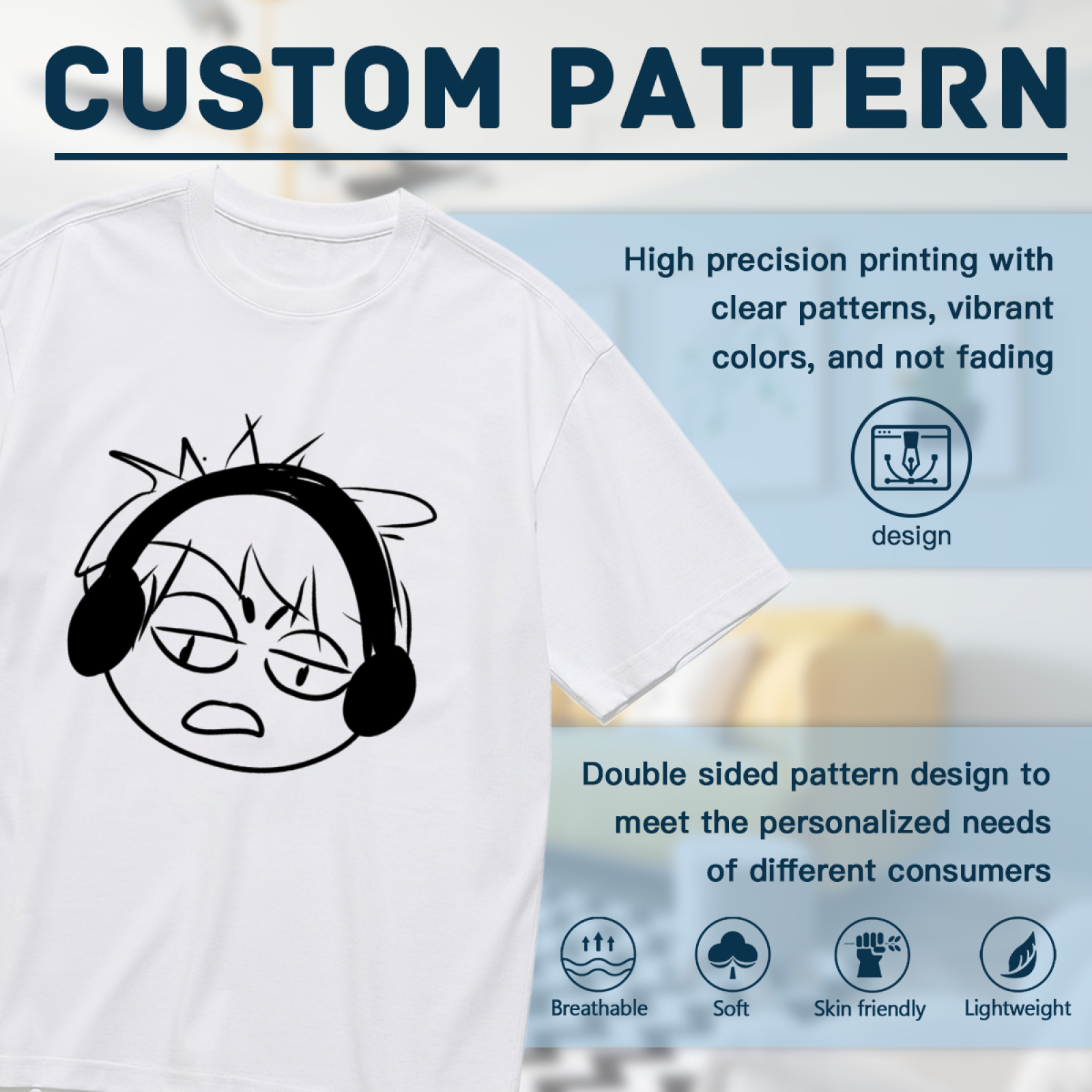 Grumpy Anime Boy With Headphones Meme T-Shirt