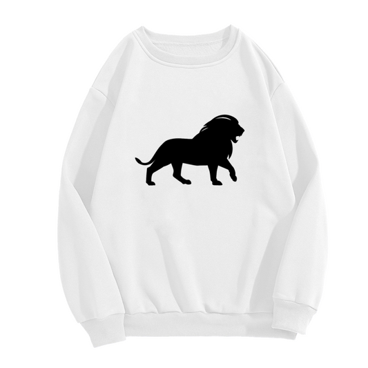 Roaring Lion Silhouette Crewneck Sweatshirt, Walking Lion Graphic Pullover, Wildlife Gift