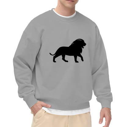 Roaring Lion Silhouette Crewneck Sweatshirt, Walking Lion Graphic Pullover, Wildlife Gift