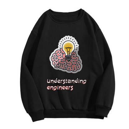 Understanding Engineers Sweatshirt | Brain Lightbulb Graphic Crewneck, Engineer Gift Pullover Top, Funny Tech Profession Present for Engineers