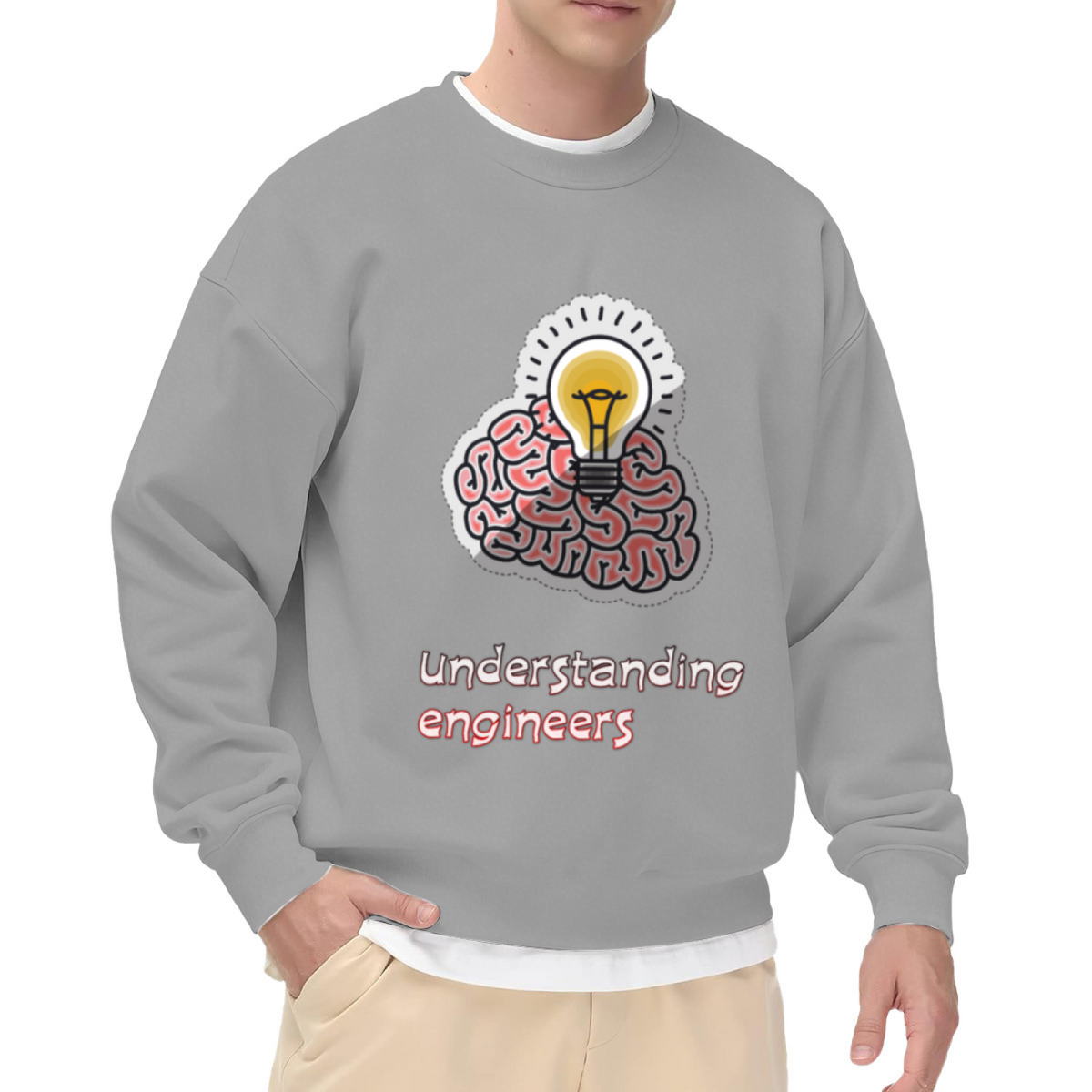 Understanding Engineers Sweatshirt | Brain Lightbulb Graphic Crewneck, Engineer Gift Pullover Top, Funny Tech Profession Present for Engineers
