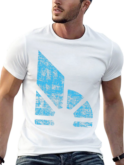 Abstract Blue Graphic Print Black T-Shirt