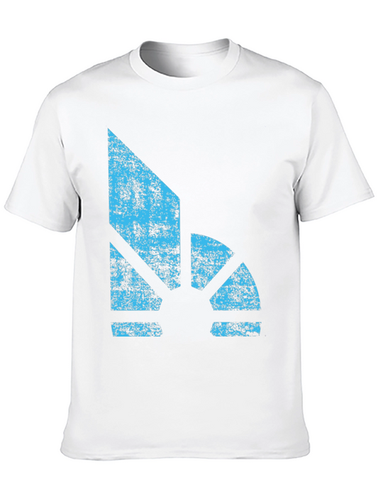 Abstract Blue Graphic Print Black T-Shirt