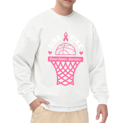 Sink Breast Cancer Awareness Crewneck Sweatshirt, Basketball Ribbon Pullover, Awareness Gift