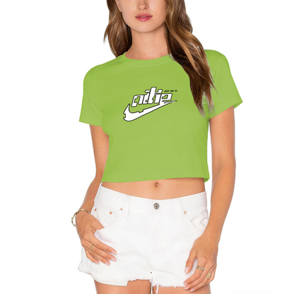 Trendy Swoosh Logo Pink Cropped T?Shirt