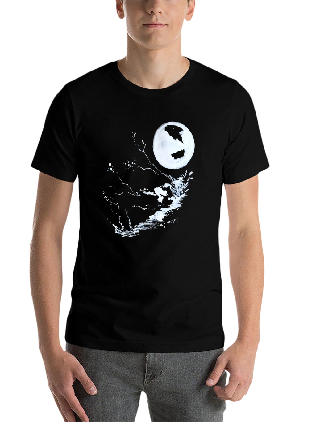 Black Moonlit Graphic Tee - Stylish Mens Shirt