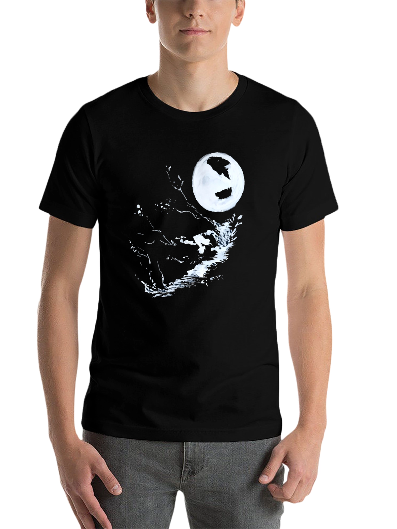 Black Moonlit Graphic Tee - Stylish Mens Shirt