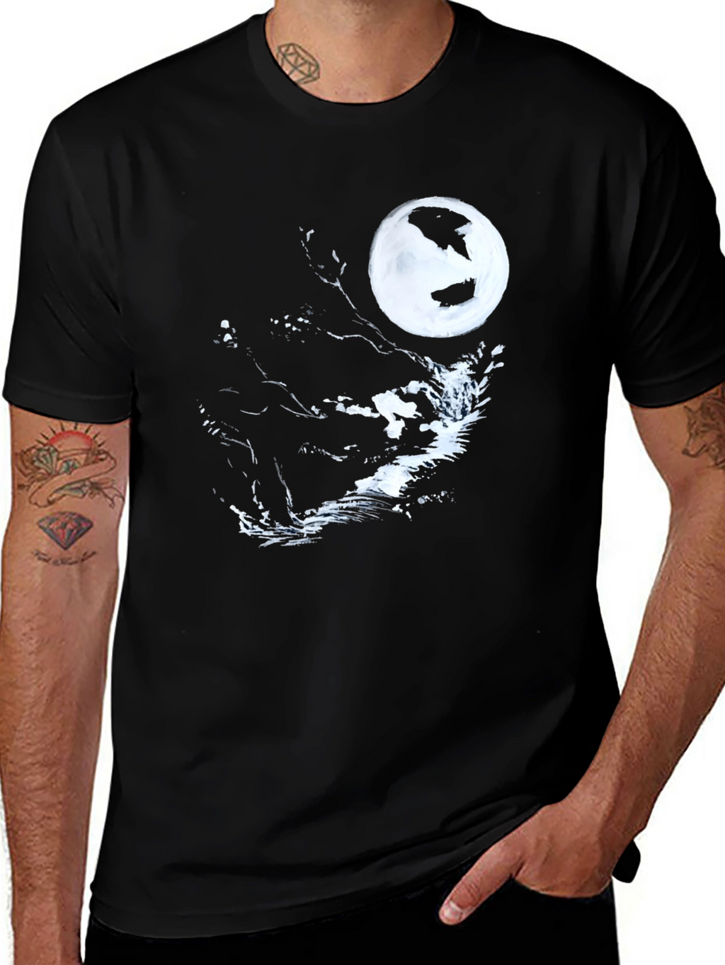 Black Moonlit Graphic Tee - Stylish Mens Shirt