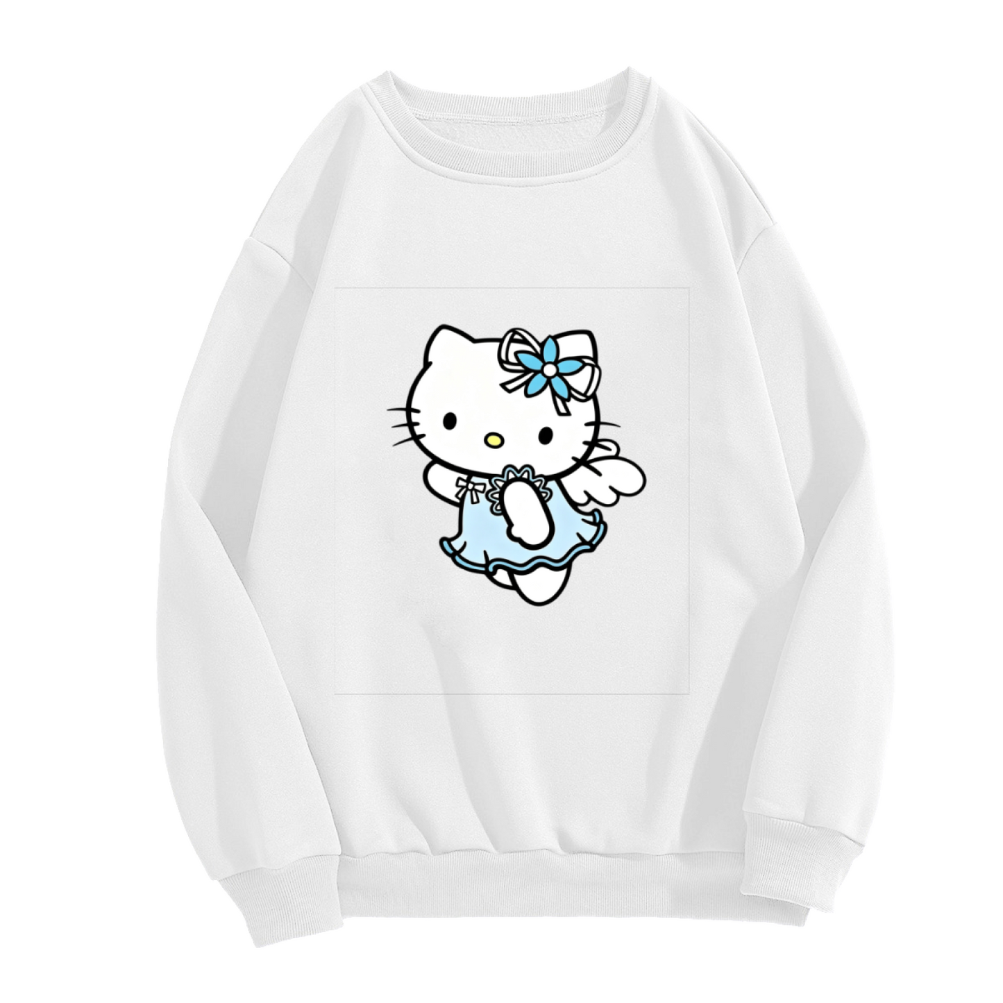 Angel Style Blue?Dress Hello Kitty Crewneck Sweatshirt