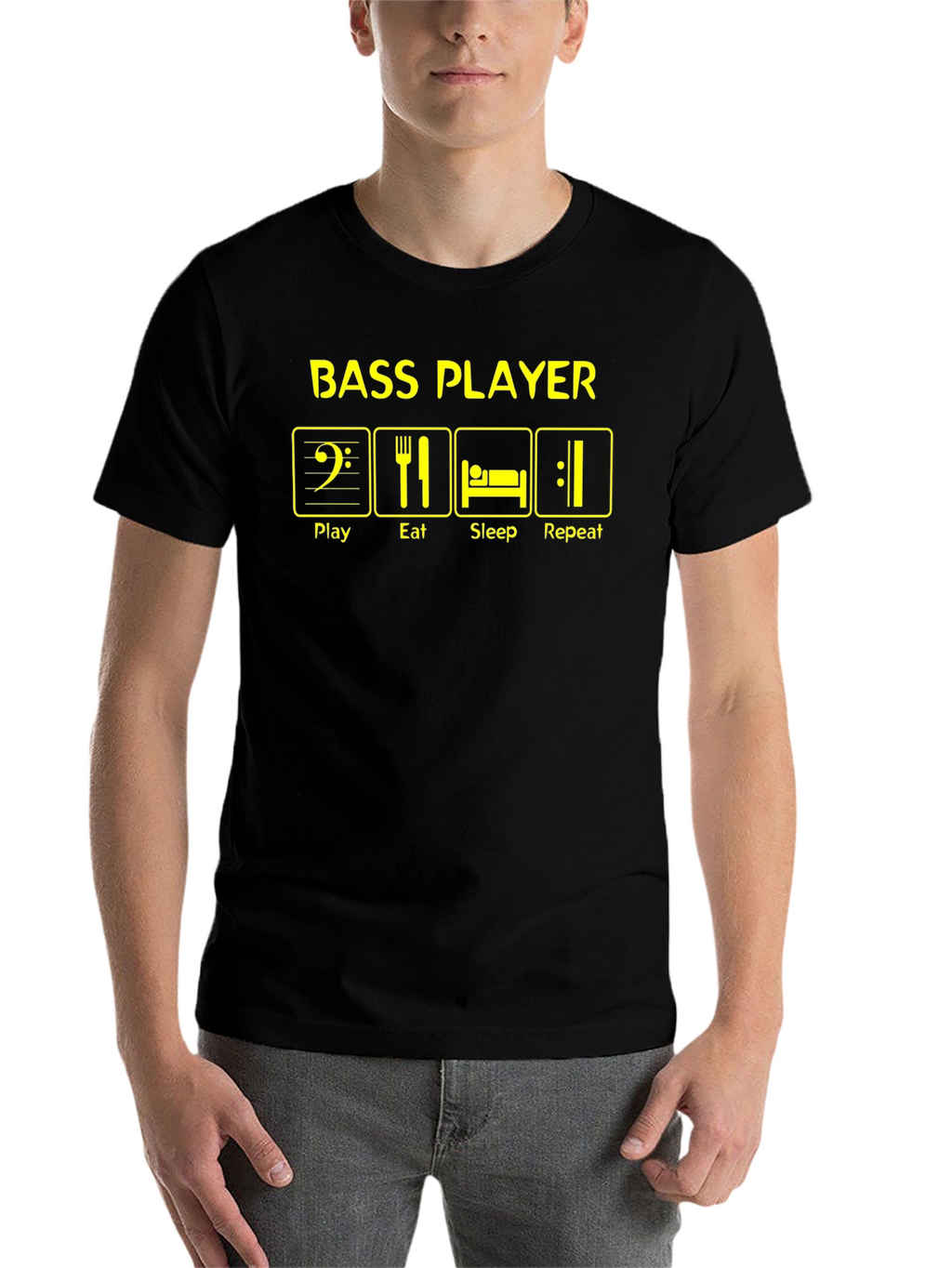 Bass Player Play Eat Sleep Repeat Graphic T-Shirt