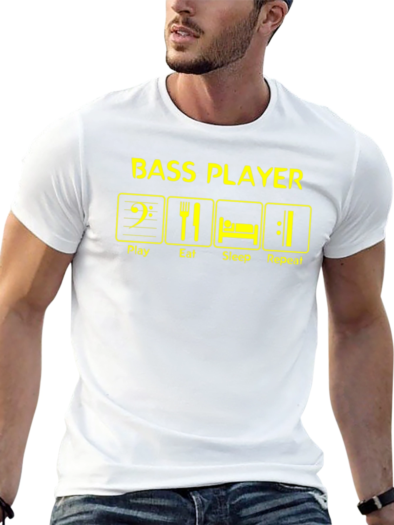 Bass Player Play Eat Sleep Repeat Graphic T-Shirt