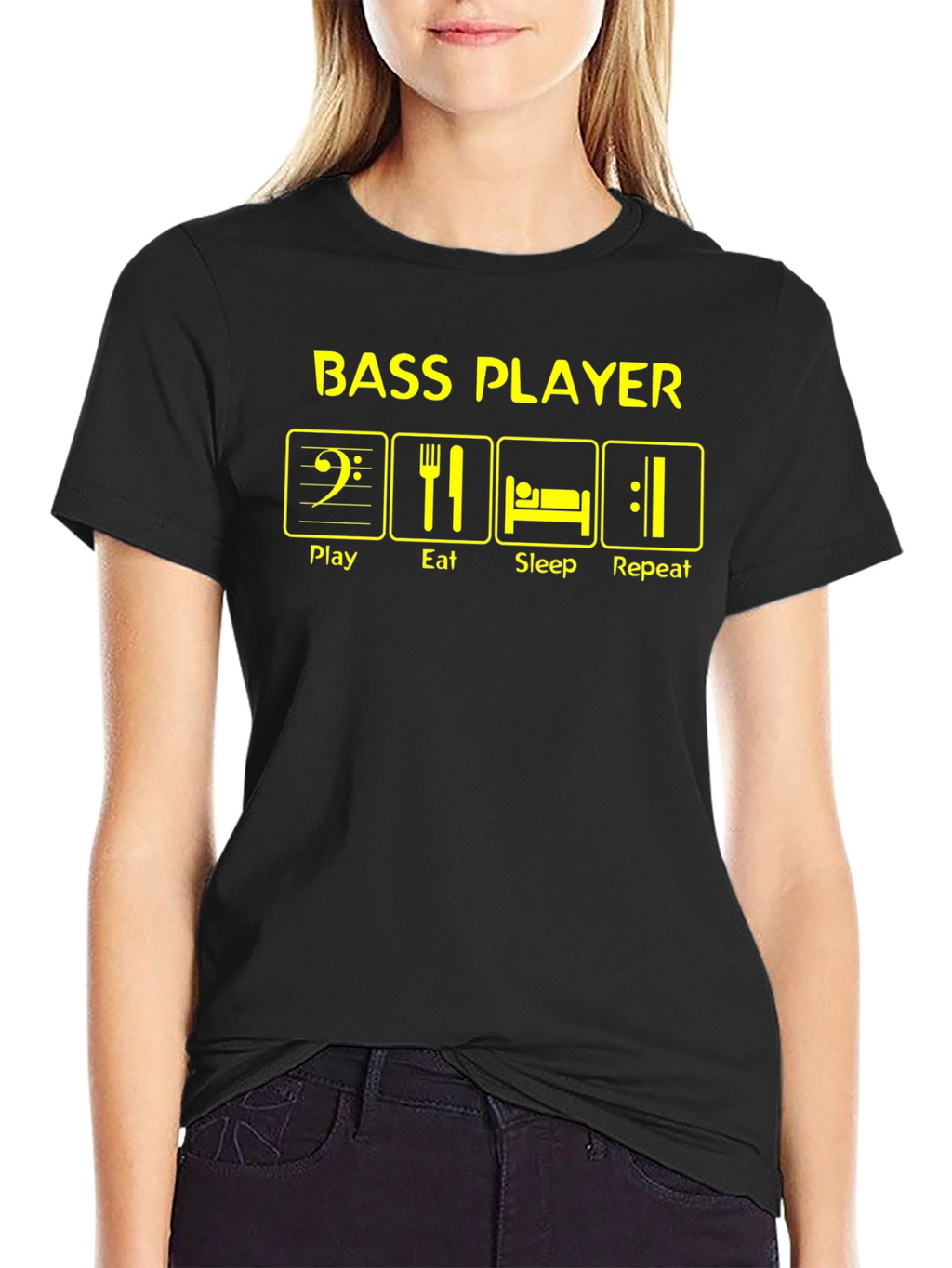 Bass Player Play Eat Sleep Repeat Graphic T-Shirt
