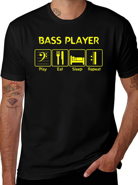 Bass Player Play Eat Sleep Repeat Graphic T-Shirt