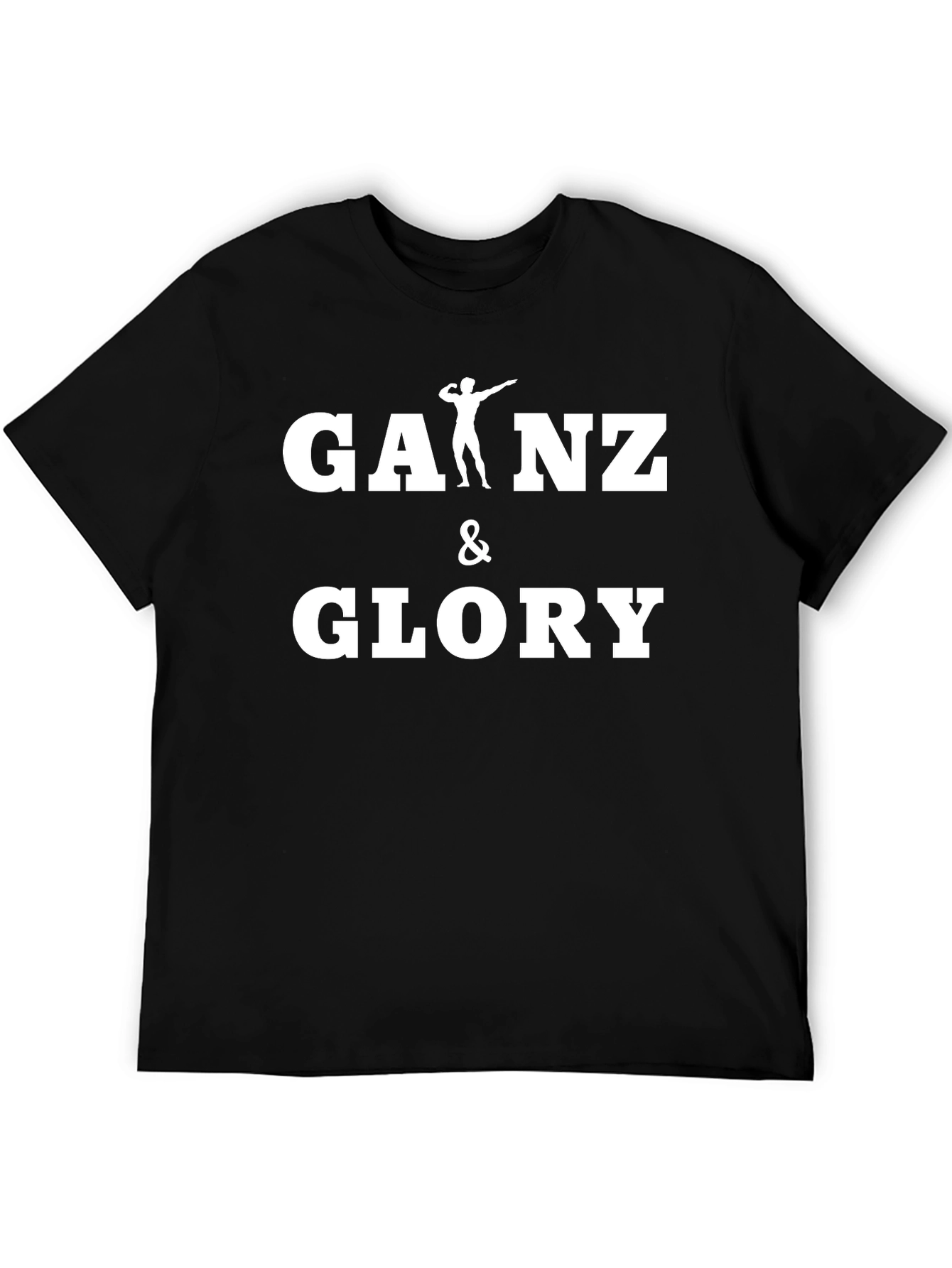 Gains & Glory Black Cotton Gym T-Shirt