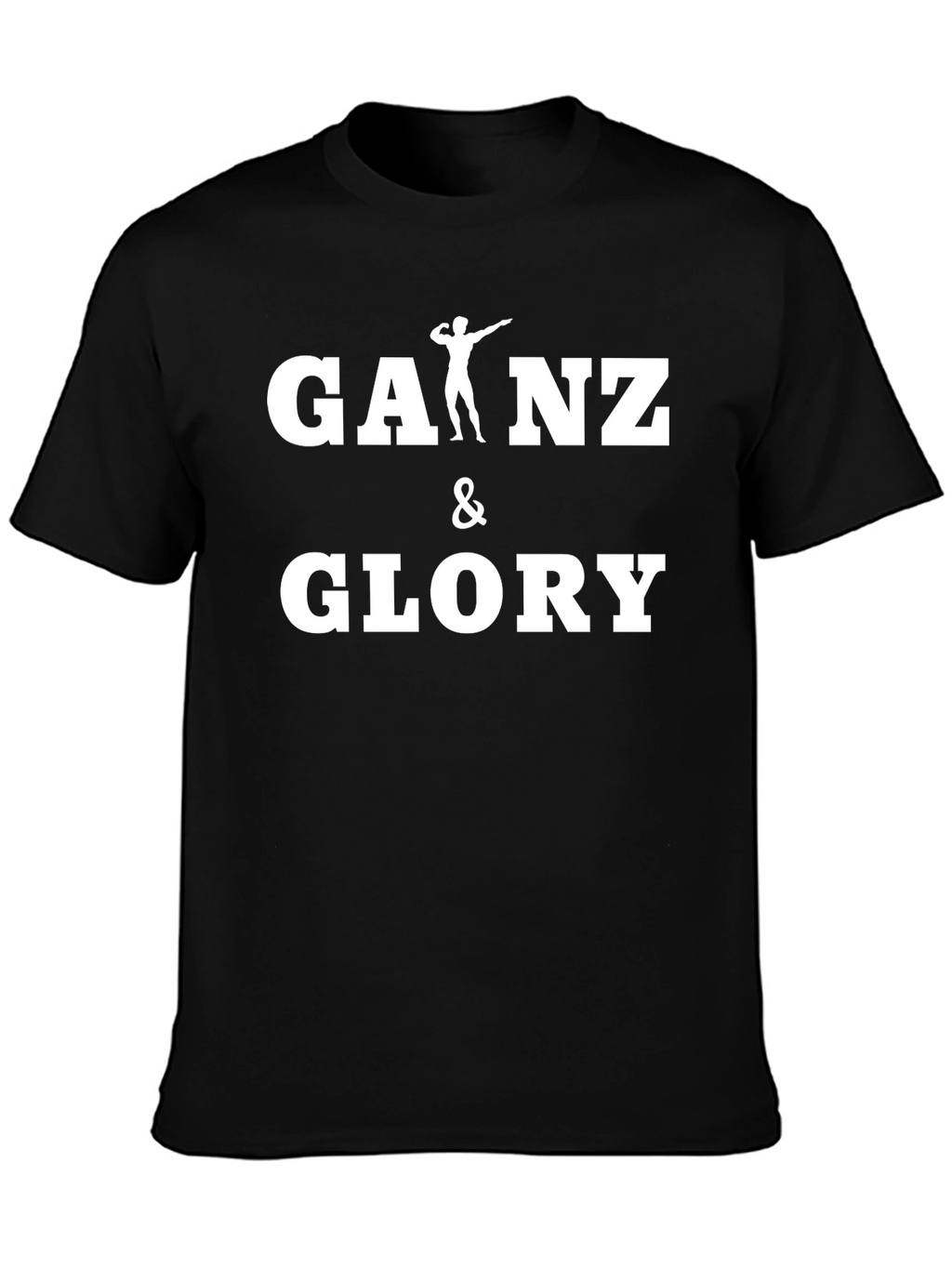 Gains & Glory Black Cotton Gym T-Shirt