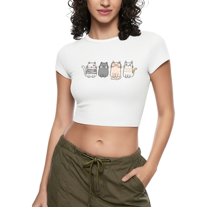 Four Lovely Cartoon Kittens Heather Grey Crop Top ¨C Soft Kawaii Daily Tee 5.