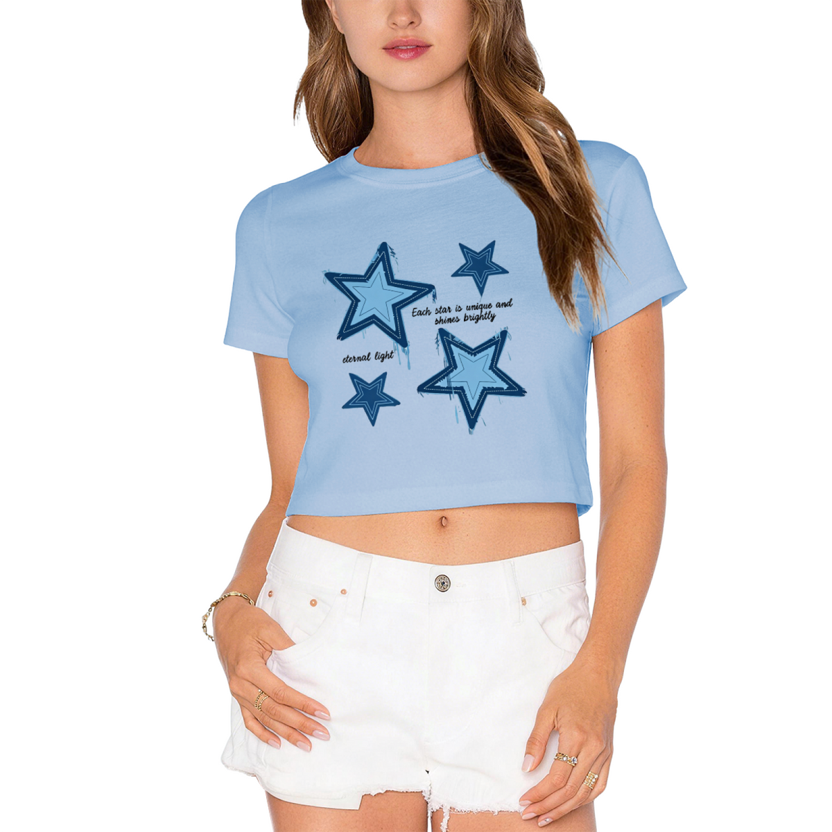 Shine Bright Unique Star Y2K Crop Tee