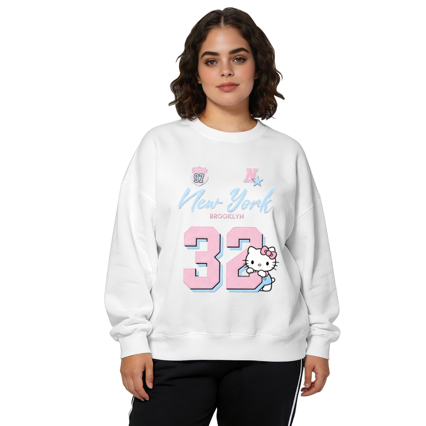 New York Brooklyn 32 Hello Kitty Sporty Crewneck Sweatshirt