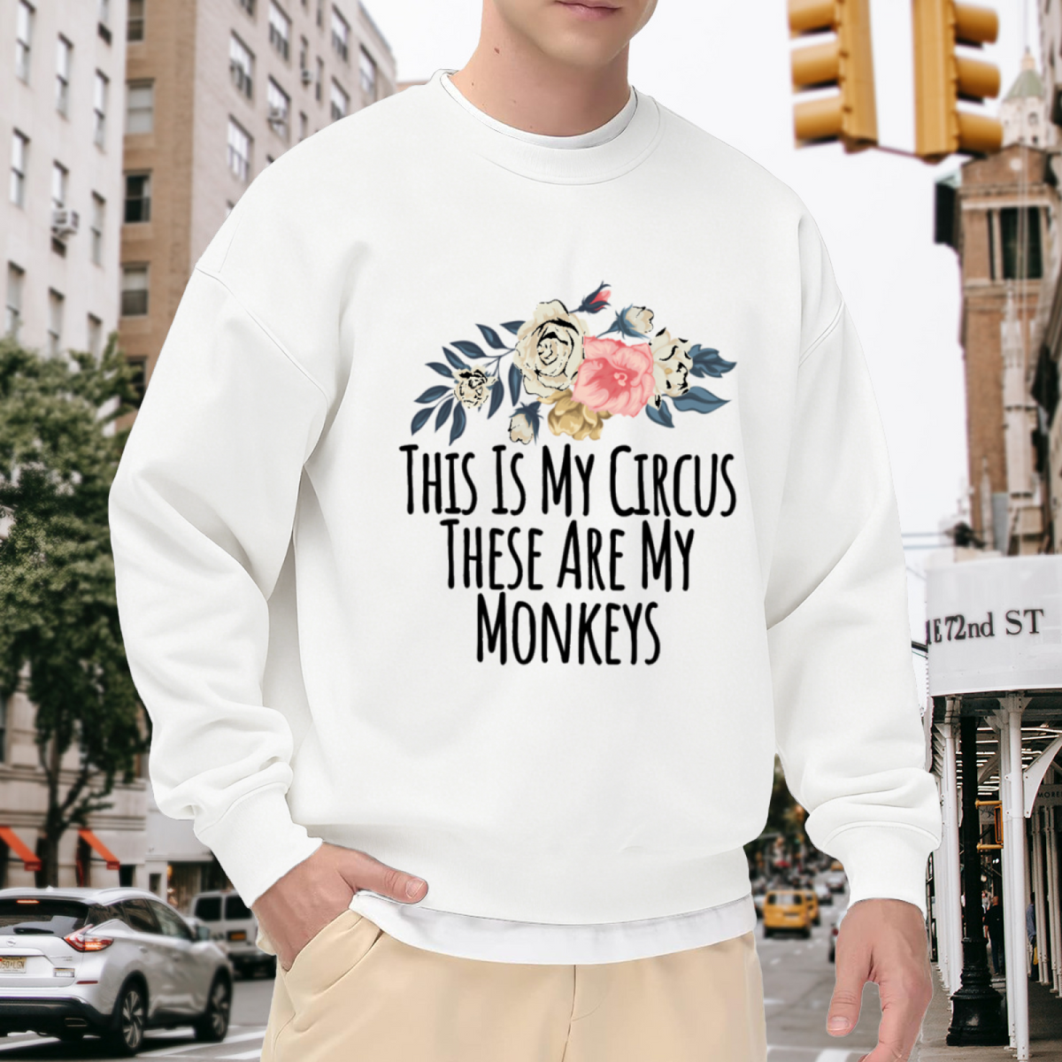This Is My Circus These Are My Monkeys Crewneck Sweatshirt, Funny Mom Floral Pullover, Parenting Humor Gift