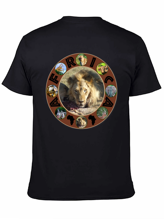 African Wildlife Graphic Tee - Lion & Continent Design