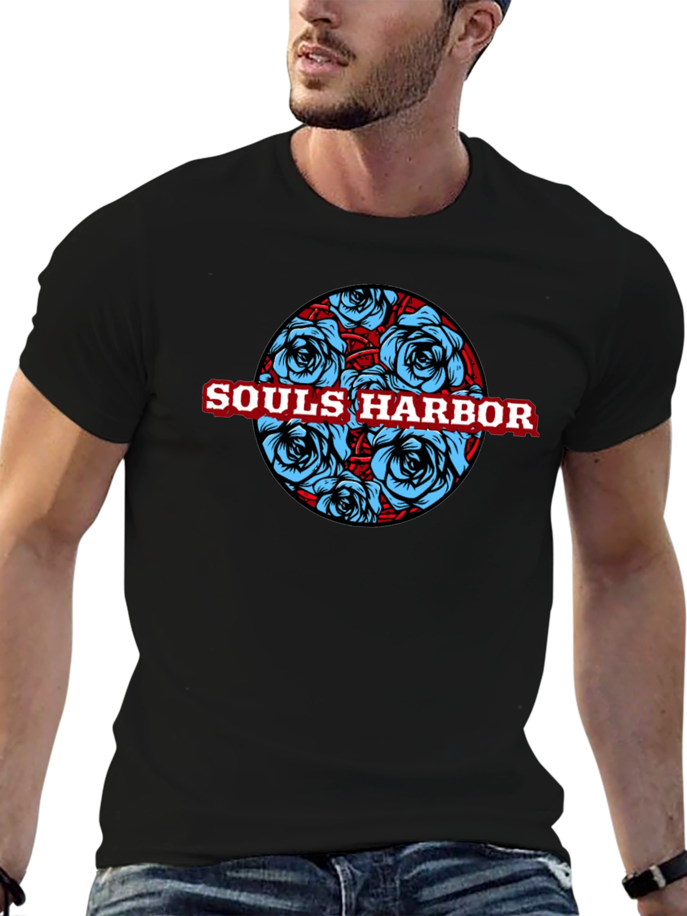 Souls Harbor Floral Graphic Black T-Shirt