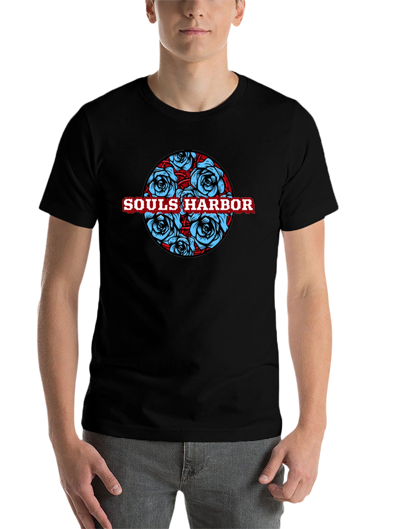 Souls Harbor Floral Graphic Black T-Shirt