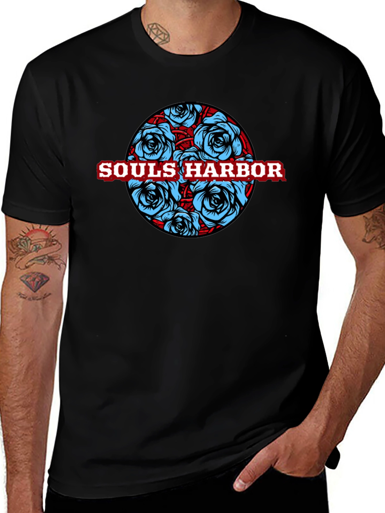Souls Harbor Floral Graphic Black T-Shirt