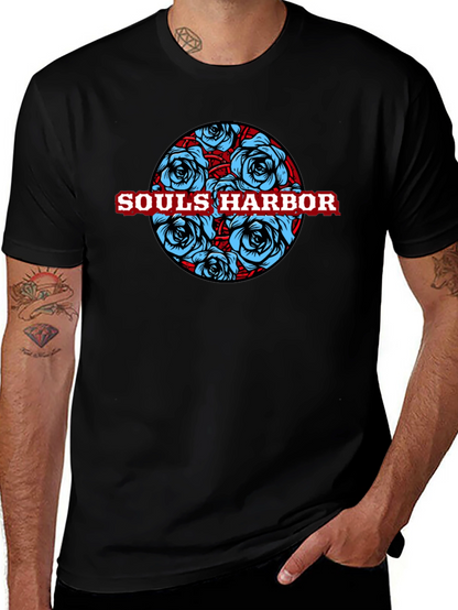 Souls Harbor Floral Graphic Black T-Shirt