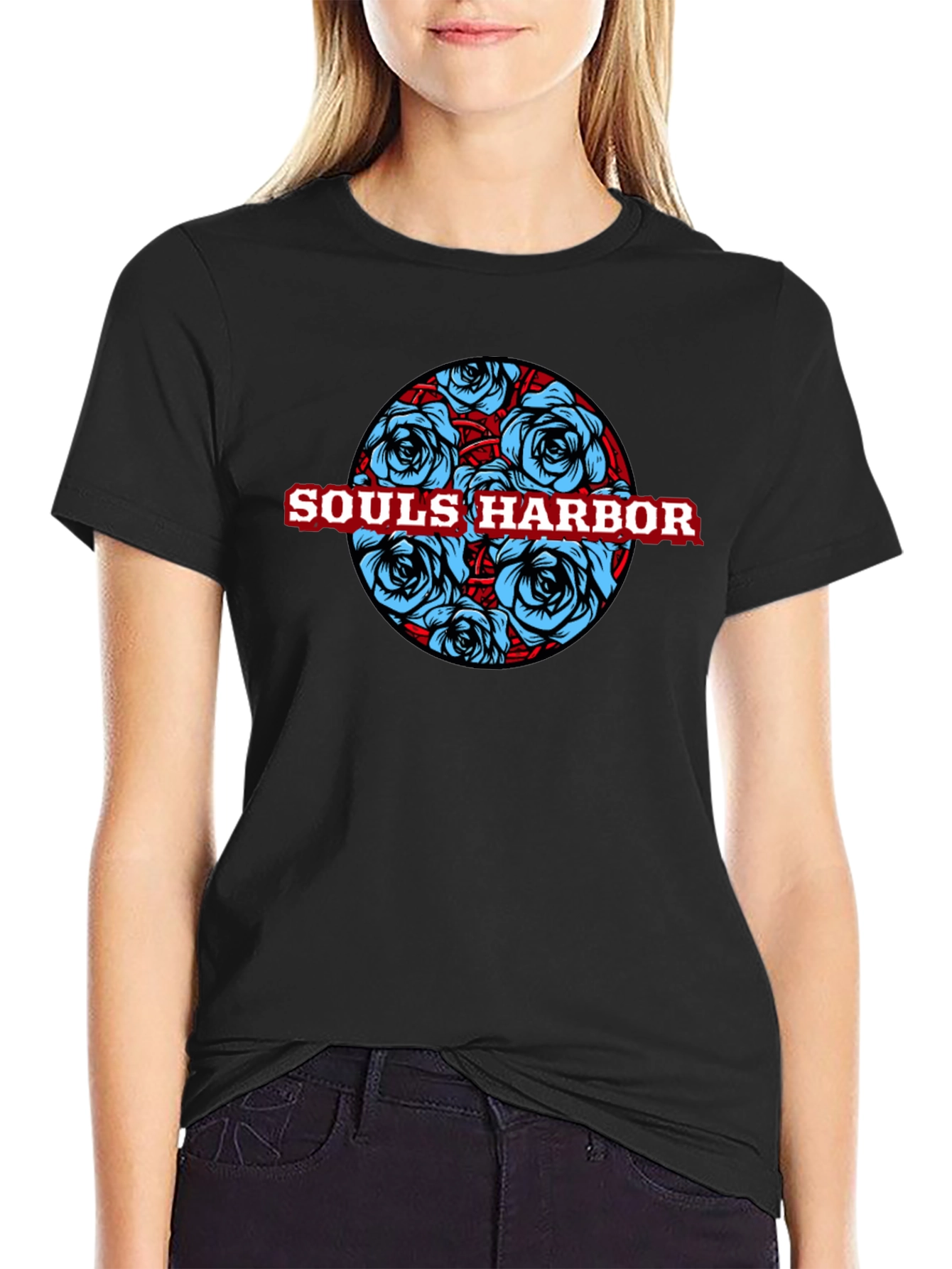 Souls Harbor Floral Graphic Black T-Shirt