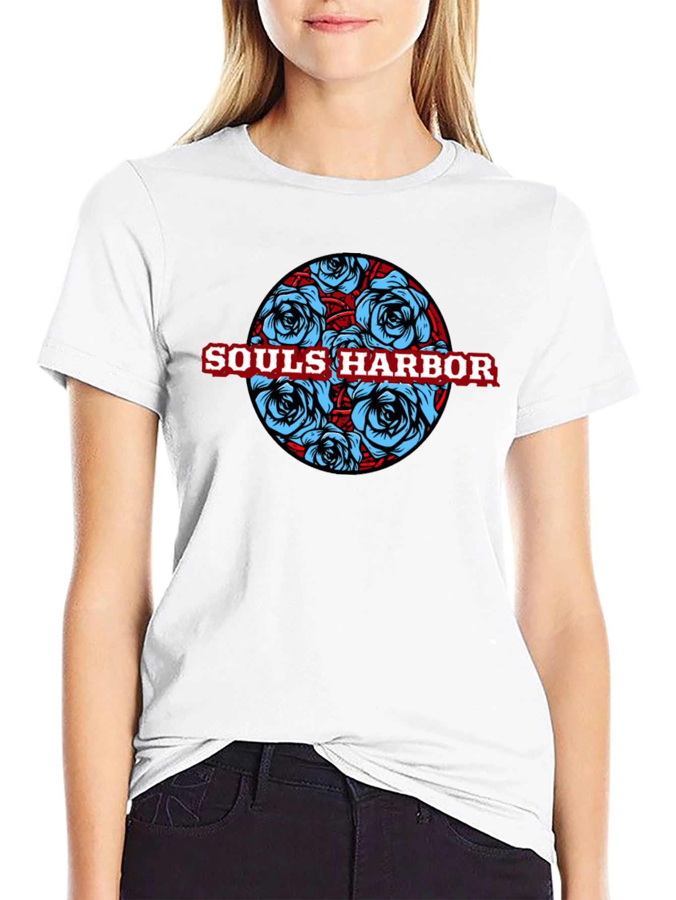 Souls Harbor Floral Graphic Black T-Shirt
