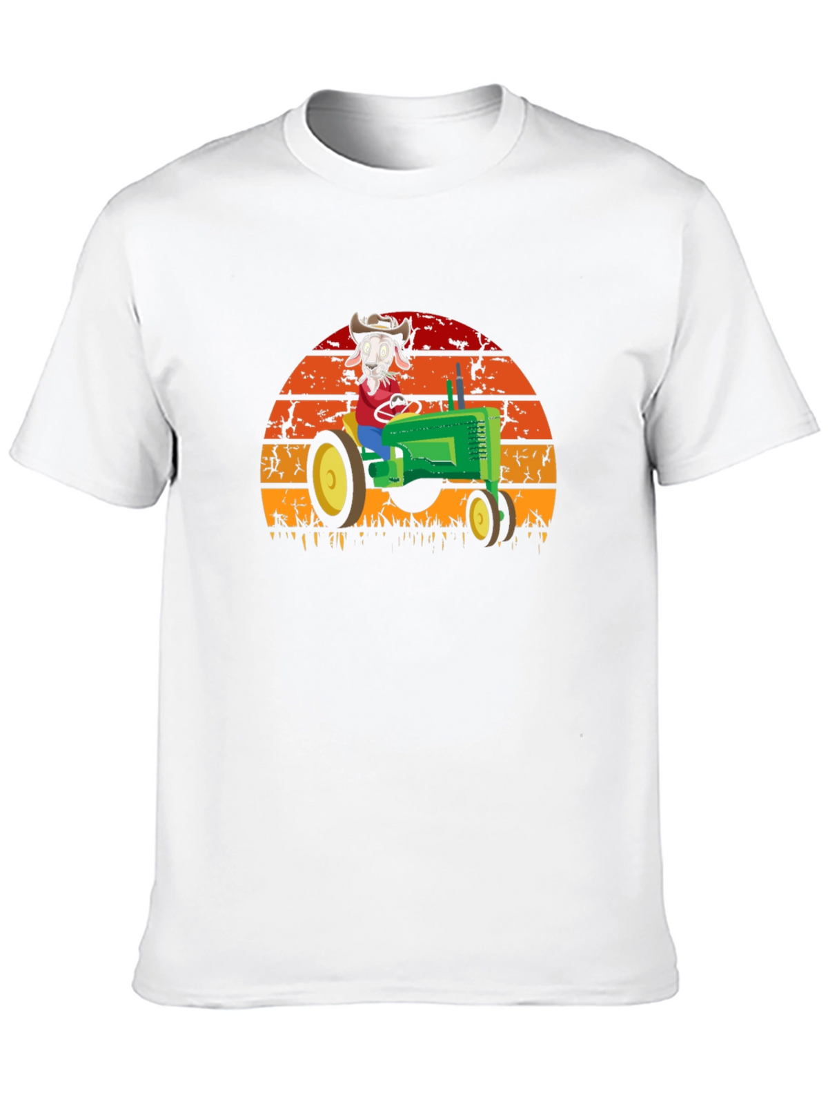 Funny Goat Farmer T-Shirt - Tractor Sunset Design