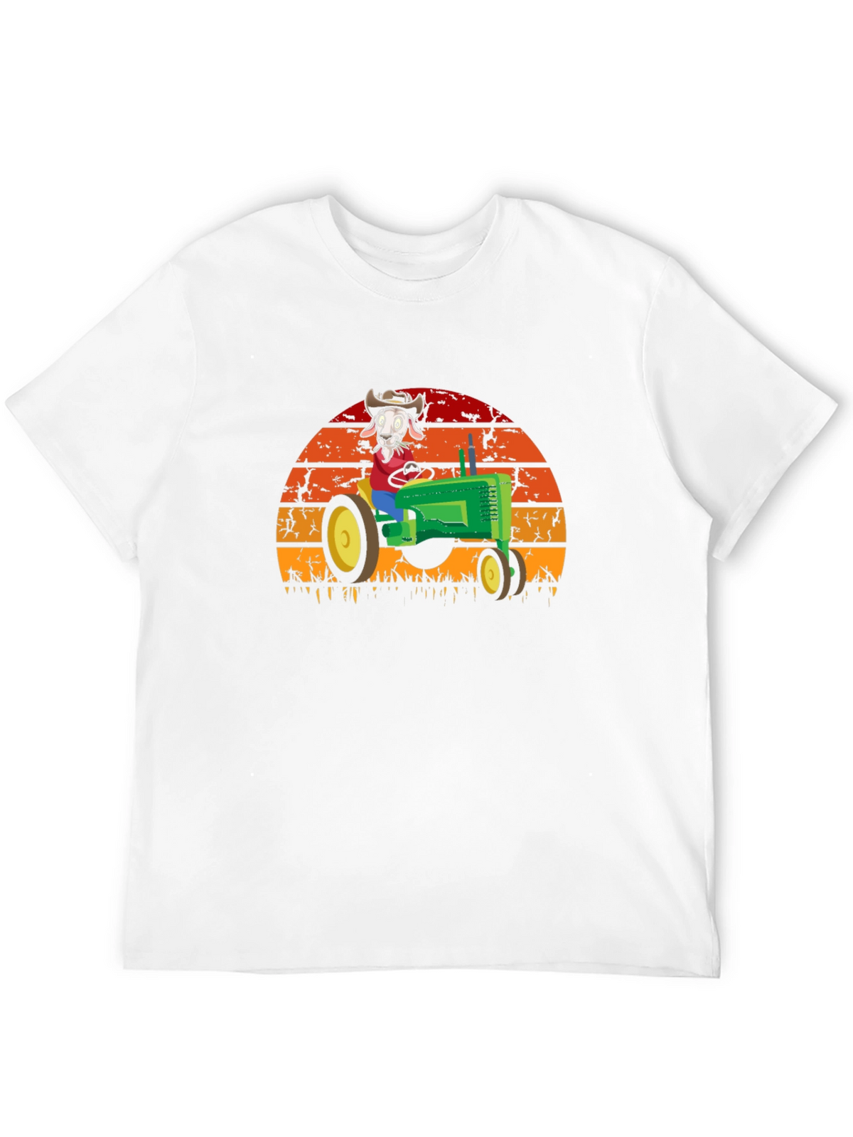 Funny Goat Farmer T-Shirt - Tractor Sunset Design
