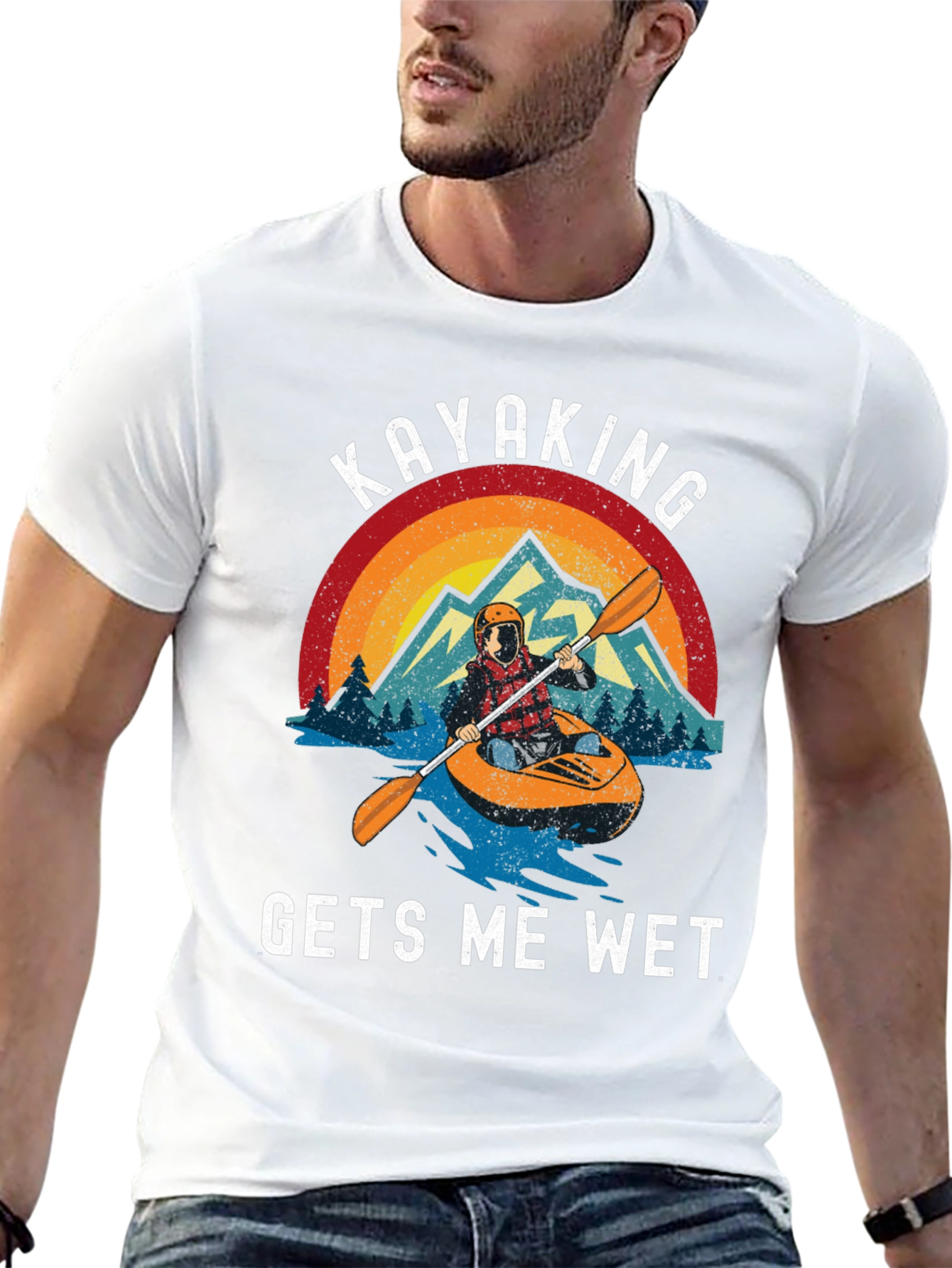 Kayaking Gets Me Wet Black Graphic Tee