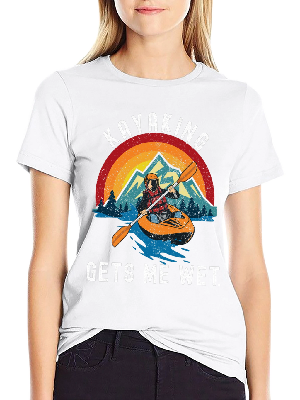 Kayaking Gets Me Wet Black Graphic Tee