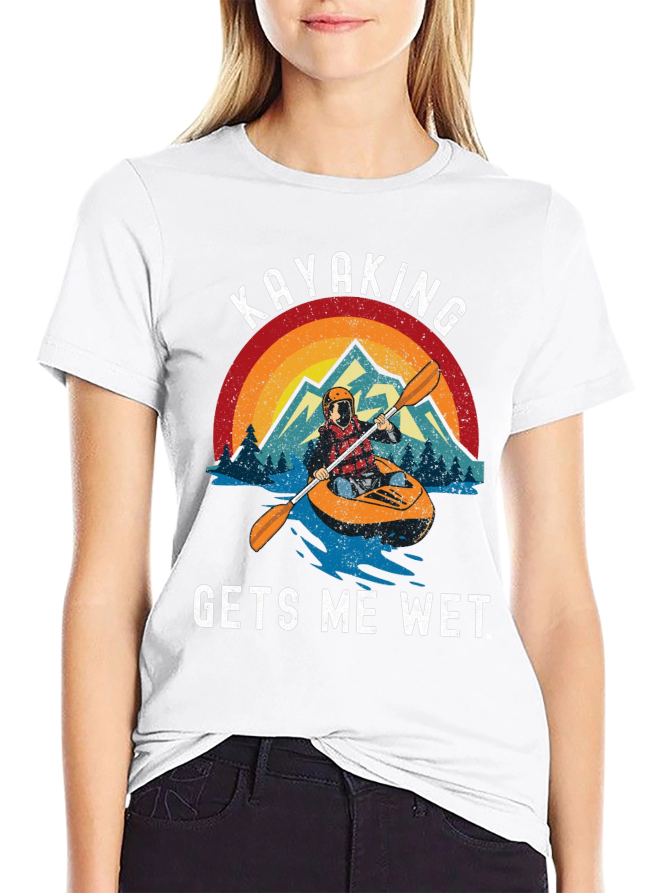 Kayaking Gets Me Wet Black Graphic Tee