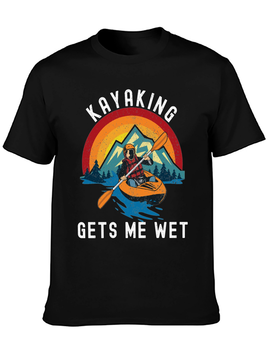Kayaking Gets Me Wet Black Graphic Tee