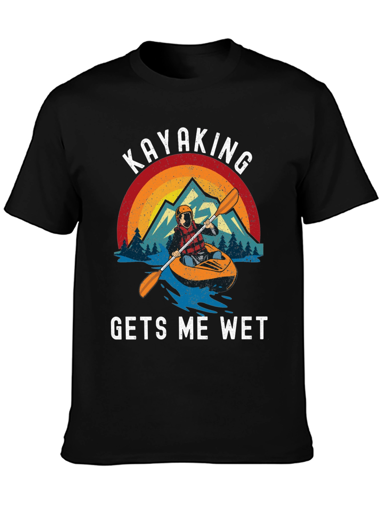 Kayaking Gets Me Wet Black Graphic Tee
