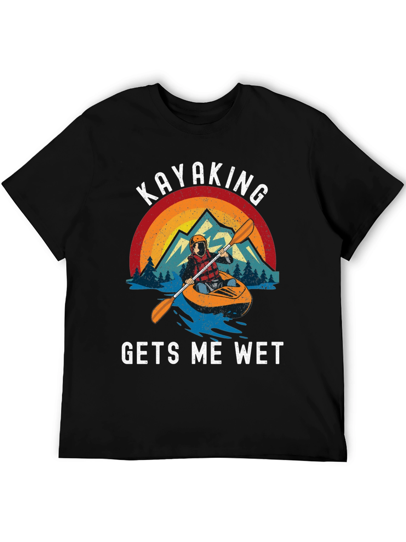 Kayaking Gets Me Wet Black Graphic Tee