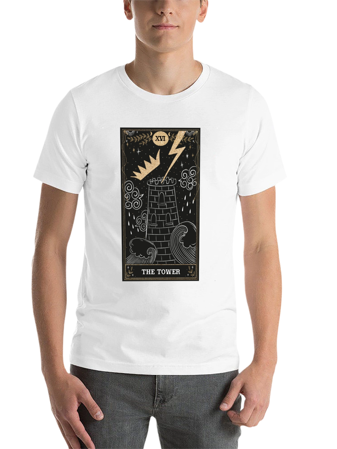 The Tower Tarot Card Black Graphic T-Shirt