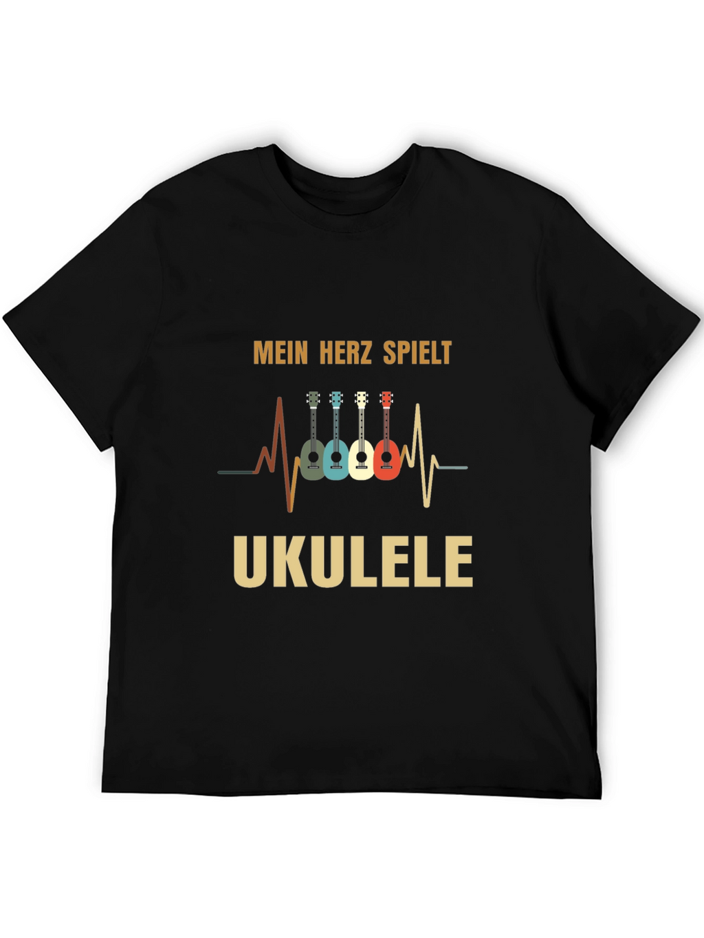 Mein Herz Spielt Ukulele Black T-Shirt