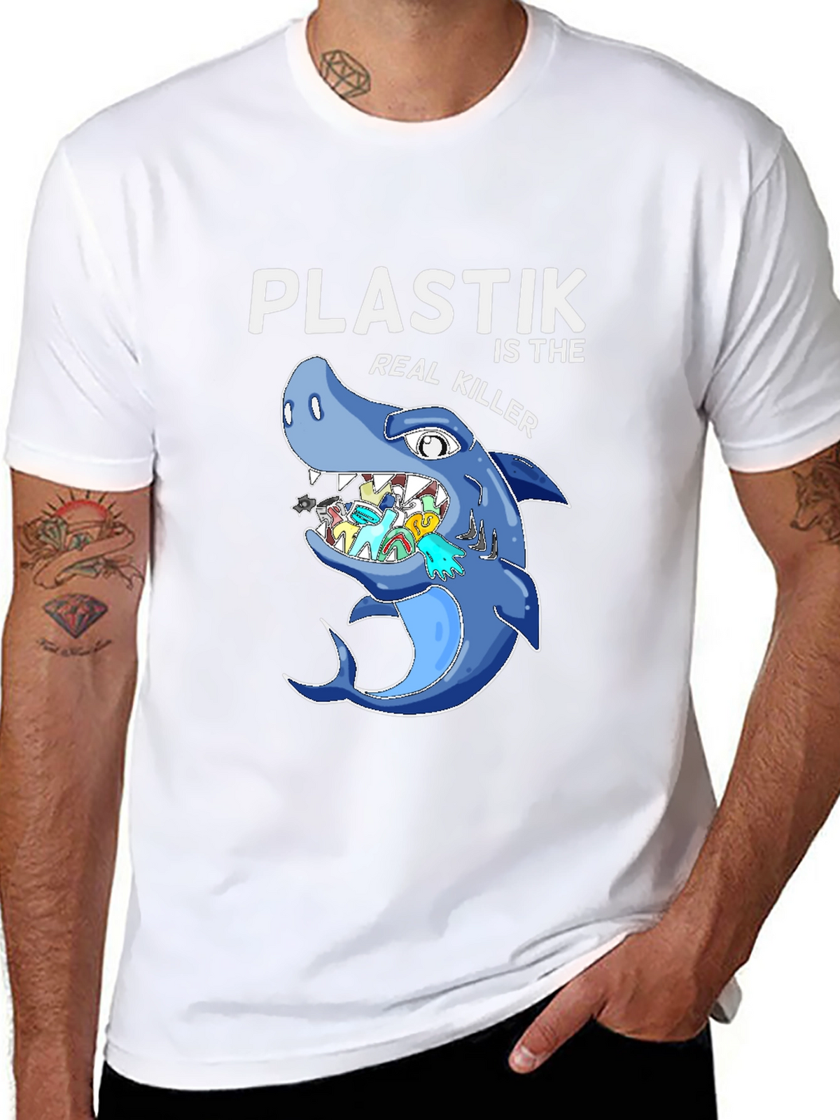 Plastic Killer Shark Graphic T-Shirt