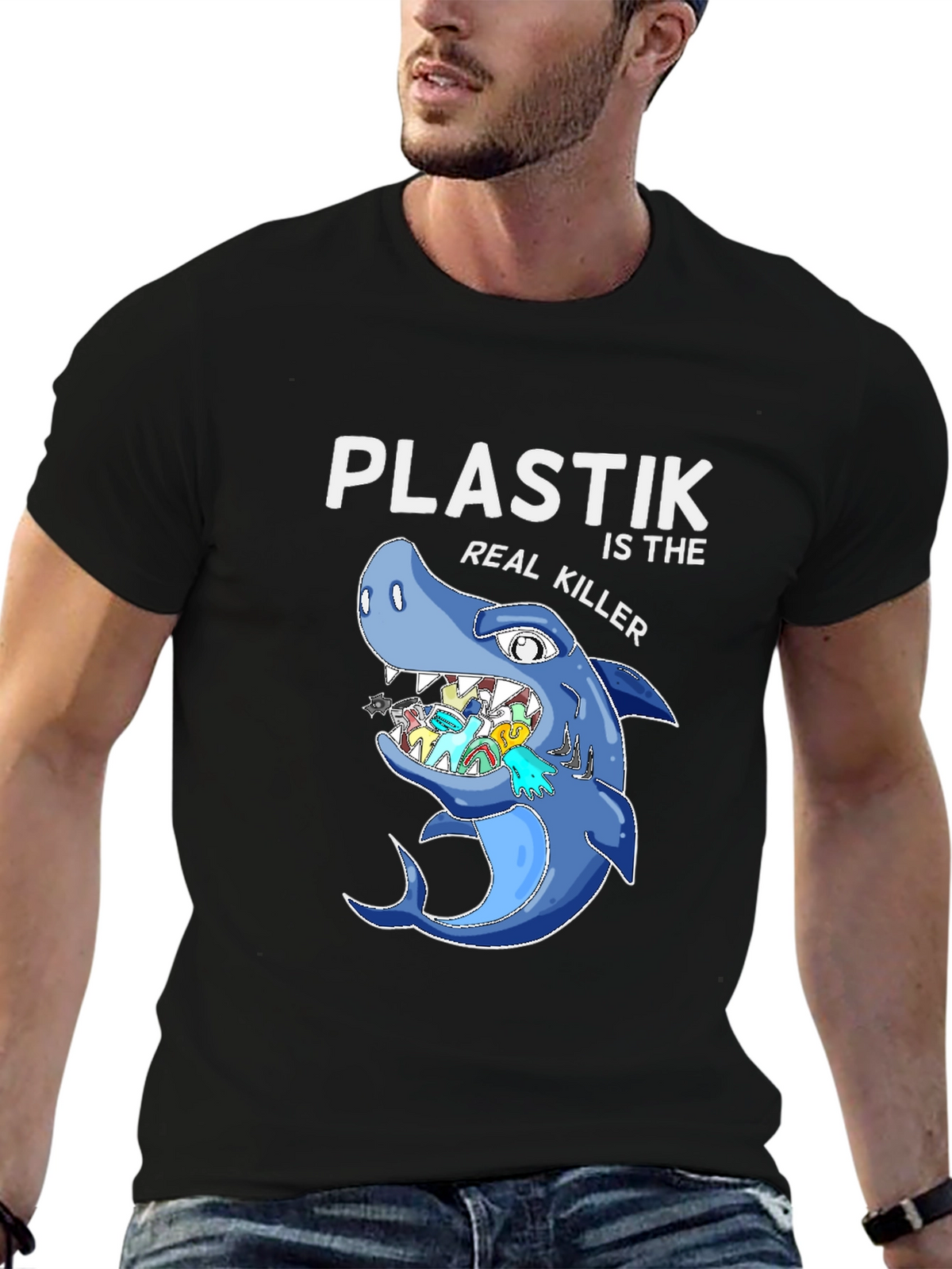 Plastic Killer Shark Graphic T-Shirt