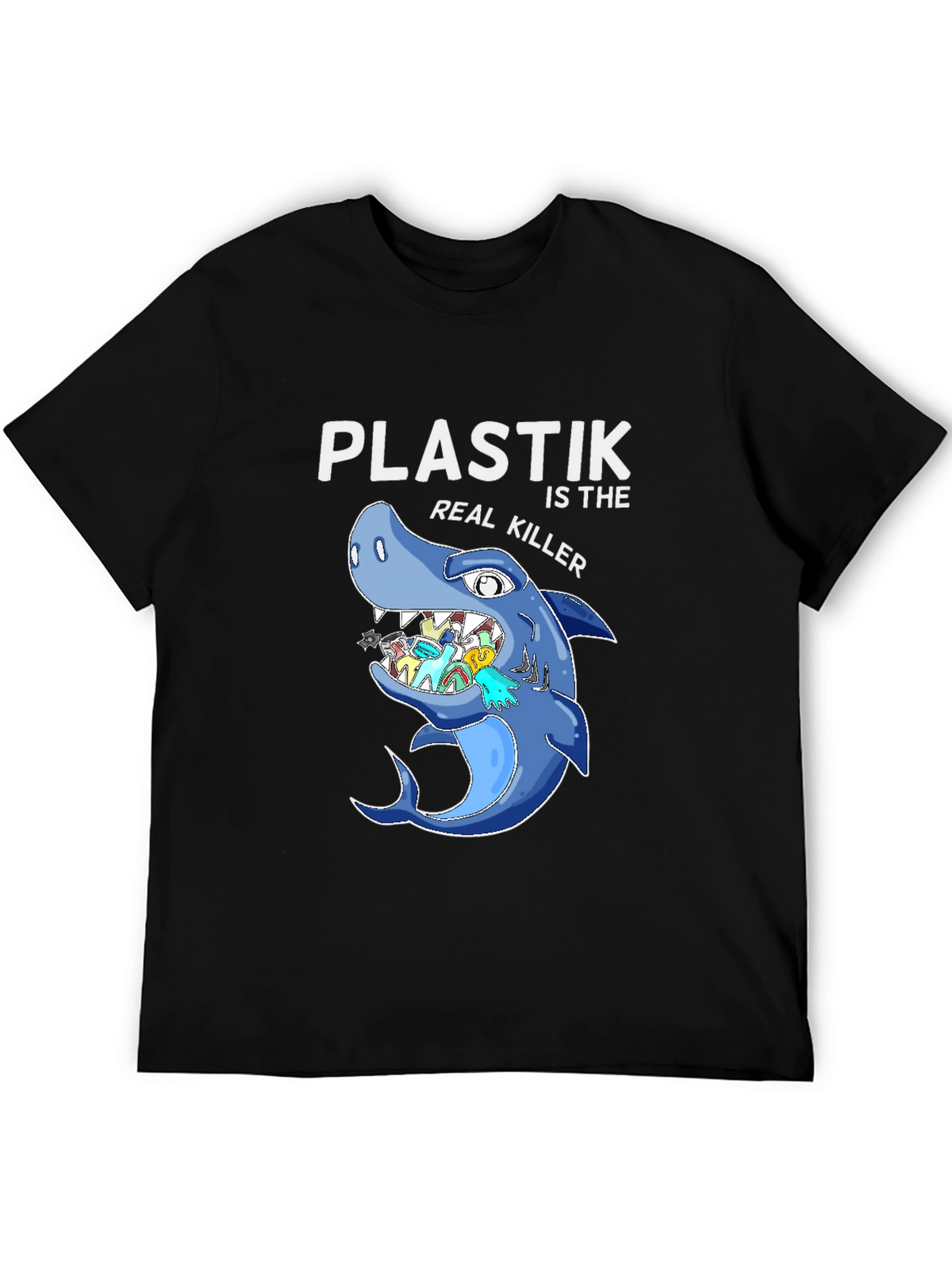 Plastic Killer Shark Graphic T-Shirt