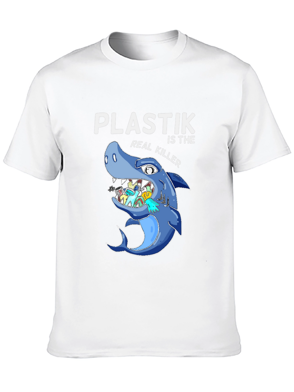 Plastic Killer Shark Graphic T-Shirt